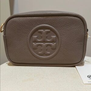 Tory Burch Taupe Leather Crossbody Bag